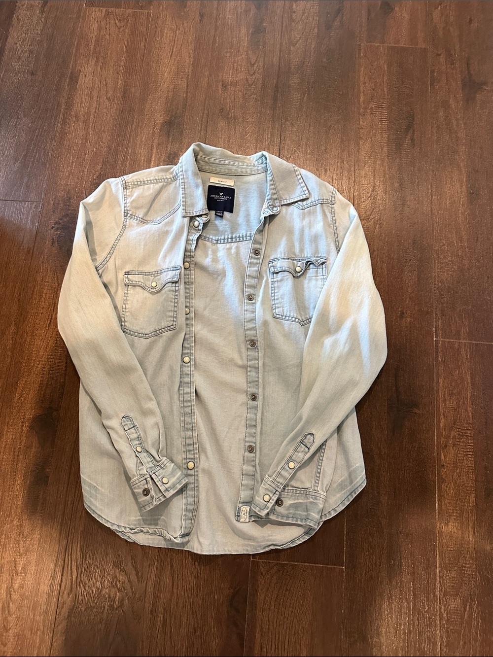 American Eagle Light Wash Denim Shirt